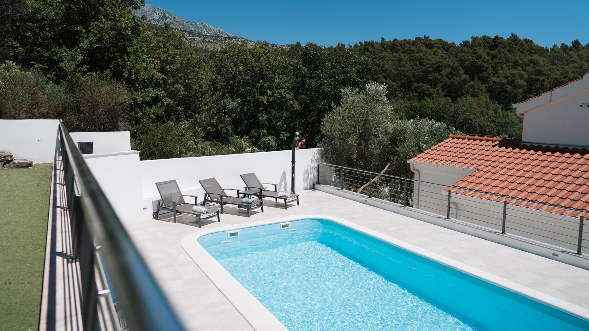 Private heated pool at Villa Carica